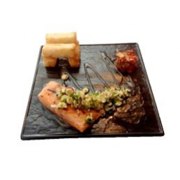 SQUARE PLATE BLACK SLATE 26cm