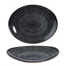 CHARCOAL BLACK OVAL COUPE PLATE 27cm